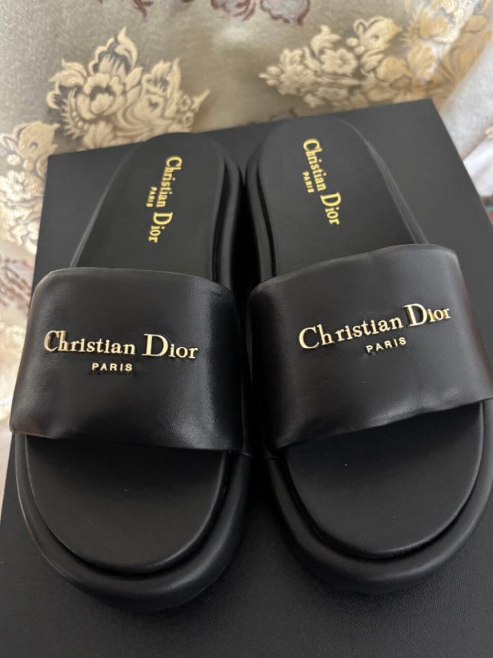 Dior Black Platform Slides